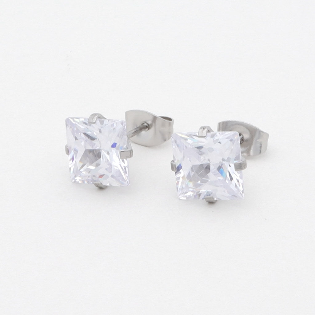 Square Cubic Zirconia Martini Stud Earrings-Cubic Zirconia, earrings, Jewellery, Men's Earrings, Men's Jewellery, New, Stud Earrings, Women's Earrings, Women's Jewellery-er0045-1_1-Glitters