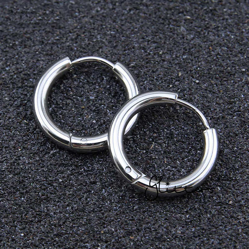 Stainless Steel Round Huggie Hoop Earrings-earrings, Hoop Earrings, Huggie Earrings, Jewellery, Men's Earrings, Men's Jewellery, Stainless Steel, Women's Earrings, Women's Jewellery-er0122-Hoop-new3-Glitters