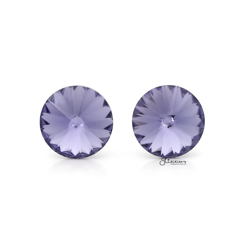 Round Crystal Stud Earrings - Tanzanite-Crystal, earrings, Jewellery, Stud Earrings, Women's Earrings, Women's Jewellery-er0591-TZ_800-Glitters