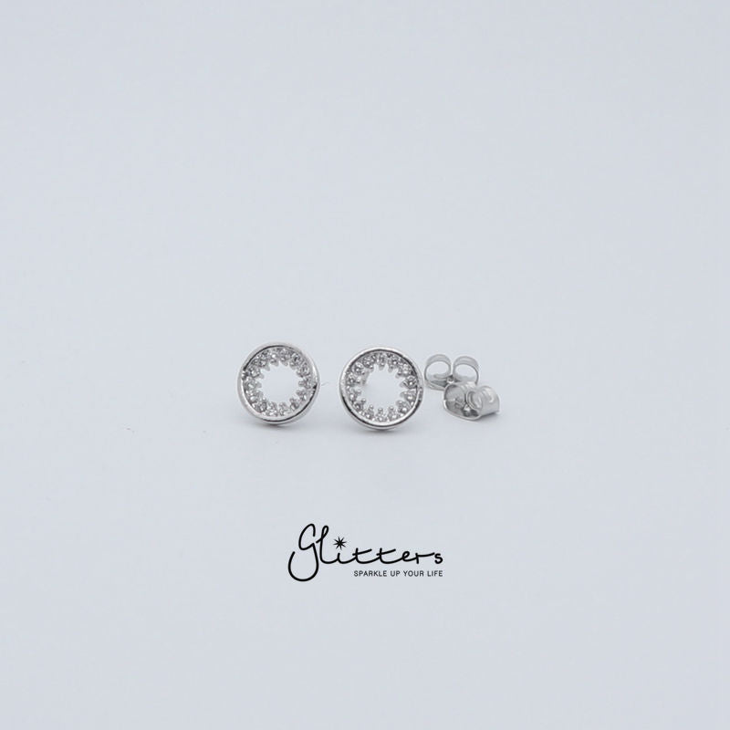 Glitters Circle Micro Stud Earring Sterling Silver Post Stud