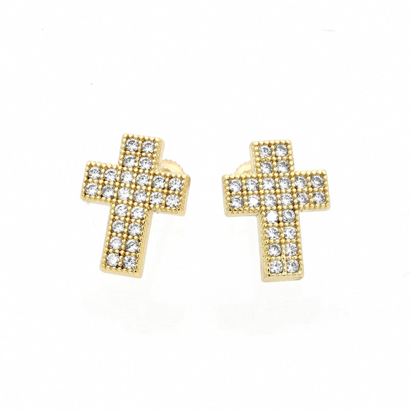 Iced Out Cross Stud Earrings-Cubic Zirconia, earrings, Hip Hop Earrings, Iced Out, Jewellery, Men's Earrings, Men's Jewellery, Stud Earrings, Women's Earrings, Women's Jewellery-er1548-1_800-Glitters