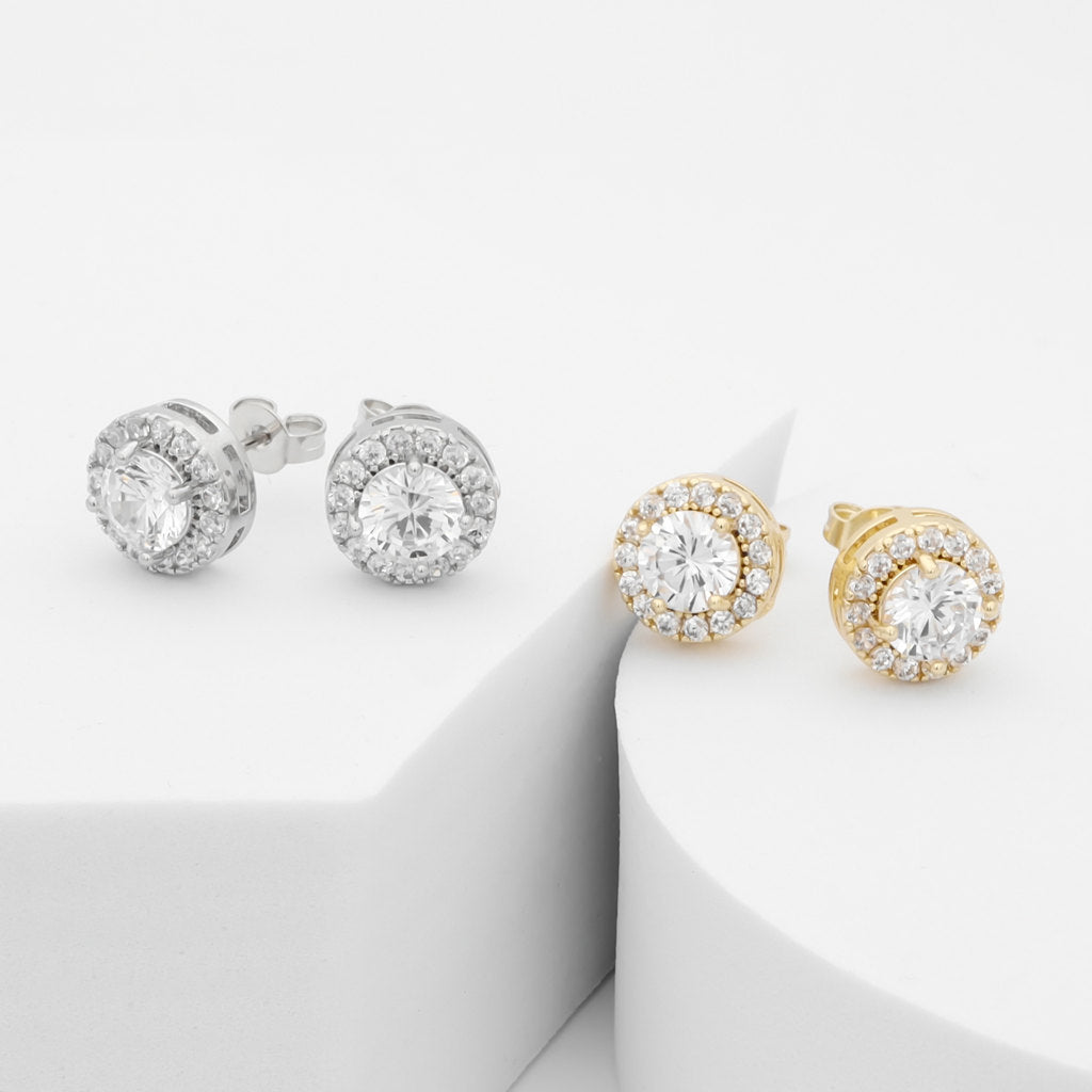 Iced Out CZ Paved Round Stud Earrings-Cubic Zirconia, earrings, Hip Hop Earrings, Iced Out, Jewellery, Men's Earrings, Men's Jewellery, Stud Earrings, Women's Earrings, Women's Jewellery-er1560-1_1-Glitters