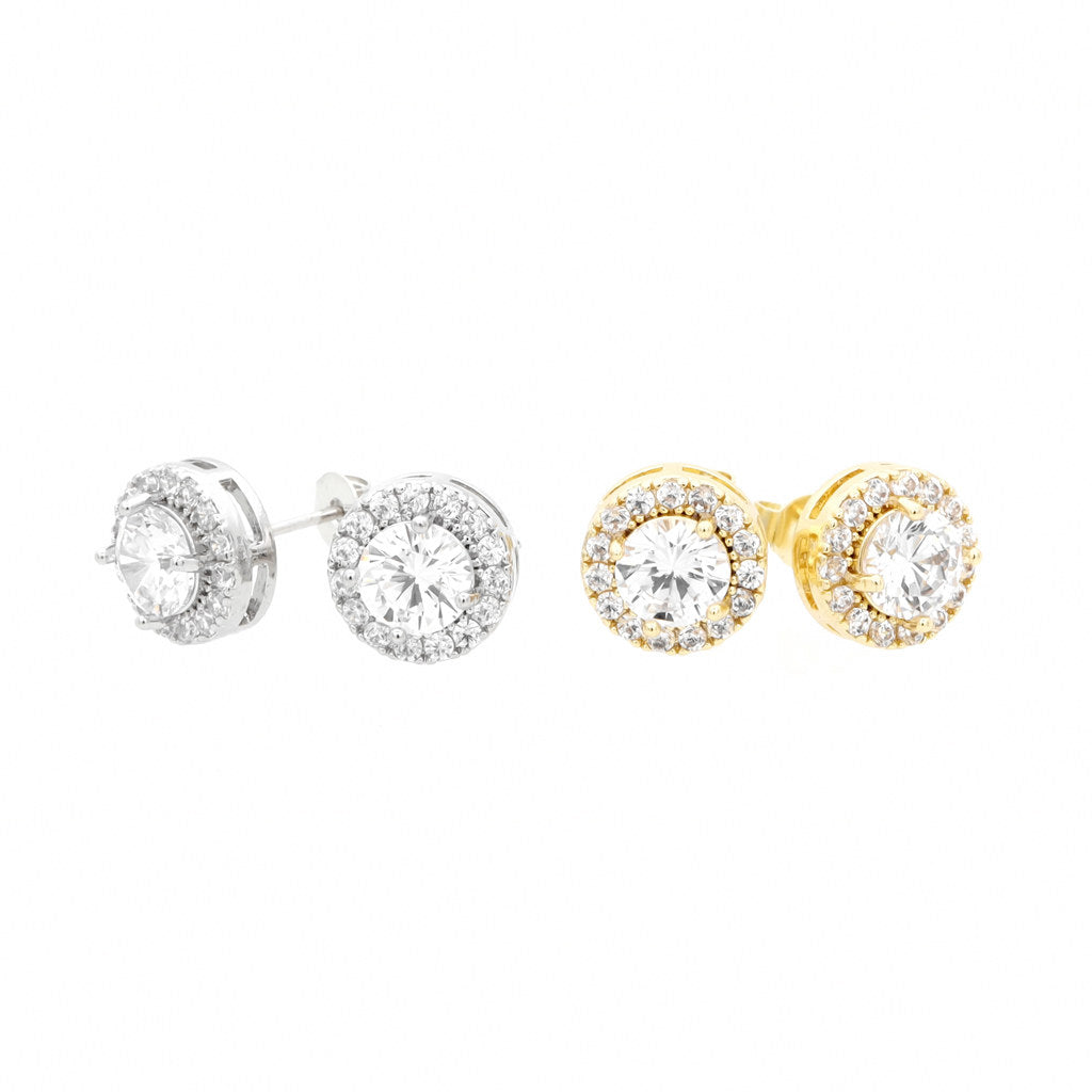 Iced Out CZ Paved Round Stud Earrings-Cubic Zirconia, earrings, Hip Hop Earrings, Iced Out, Jewellery, Men's Earrings, Men's Jewellery, Stud Earrings, Women's Earrings, Women's Jewellery-er1560_1-Glitters