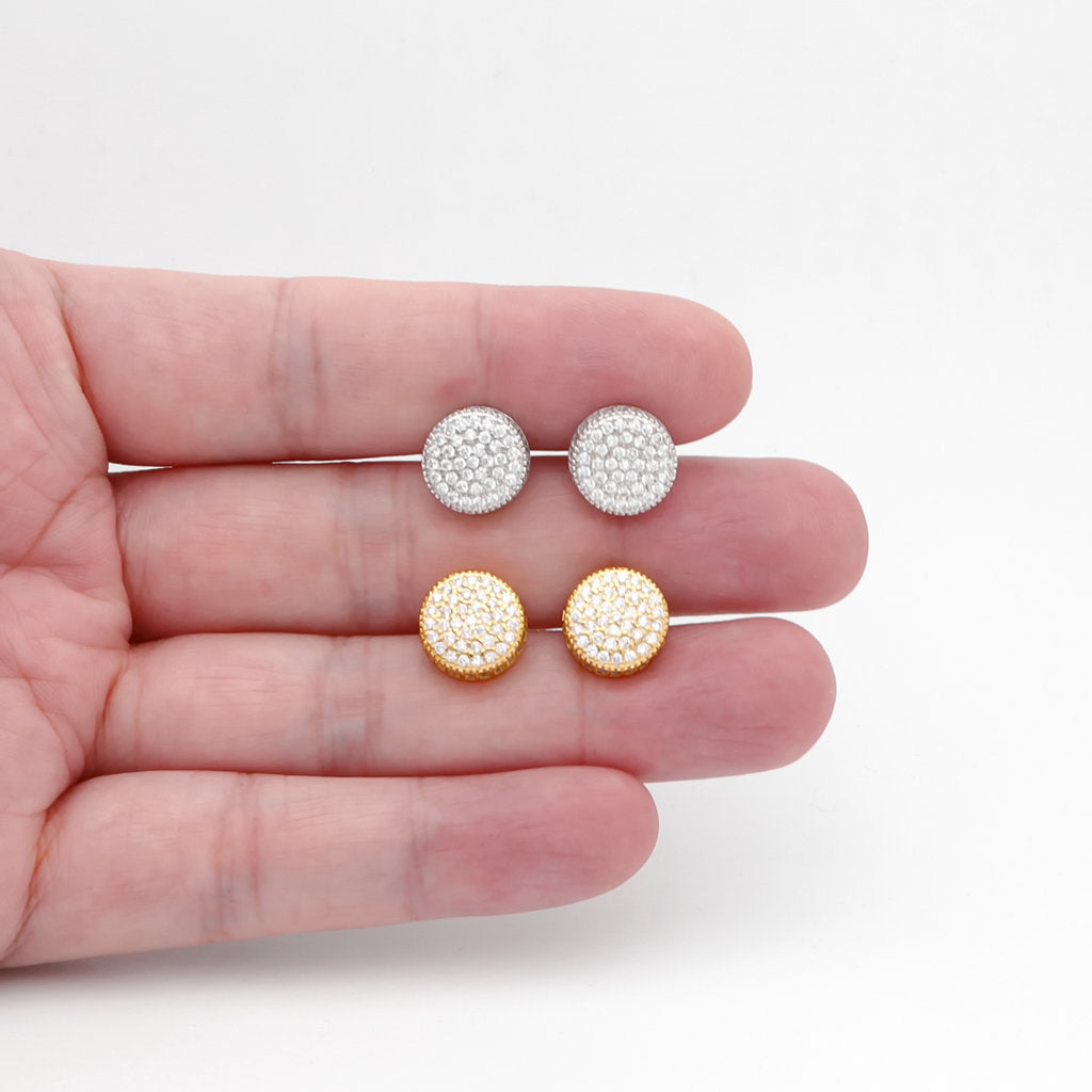 Iced Out Round Stud Earrings-Cubic Zirconia, earrings, Hip Hop Earrings, Iced Out, Jewellery, Men's Earrings, Men's Jewellery, New, Stud Earrings, Women's Earrings, Women's Jewellery-er1567-2_1-Glitters