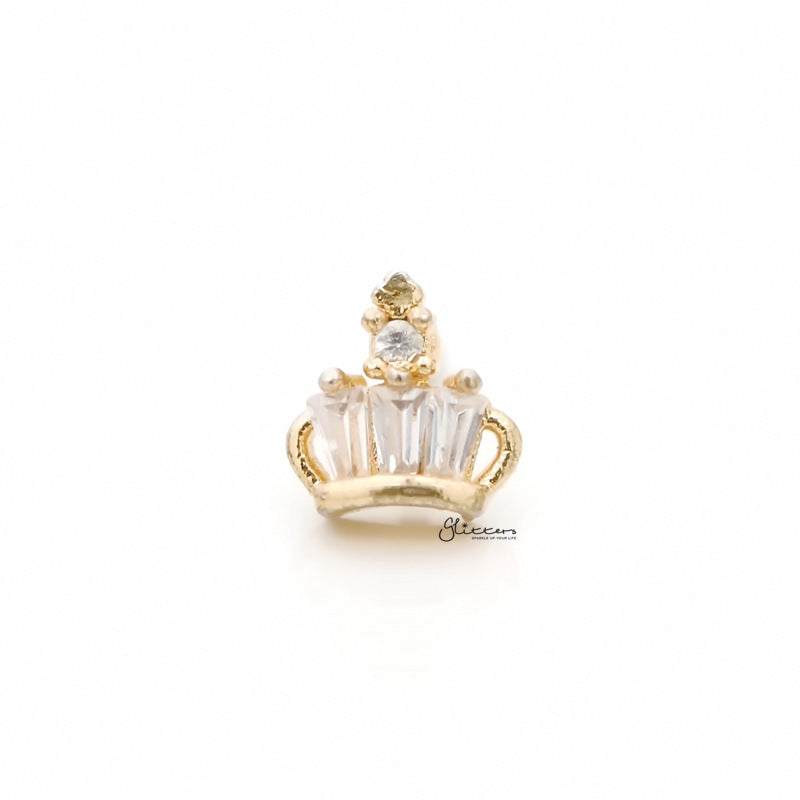 C.Z Crown Screw Back Barbell for Tragus, Cartilage, Conch, Helix Piercing and More-Body Piercing Jewellery, Cartilage, Conch Earrings, Cubic Zirconia, earrings, Fake Plug, Helix Earrings, Jewellery, Lobe piercing, Tragus, Women's Earrings, Women's Jewellery-fp0020-crown_1-Glitters