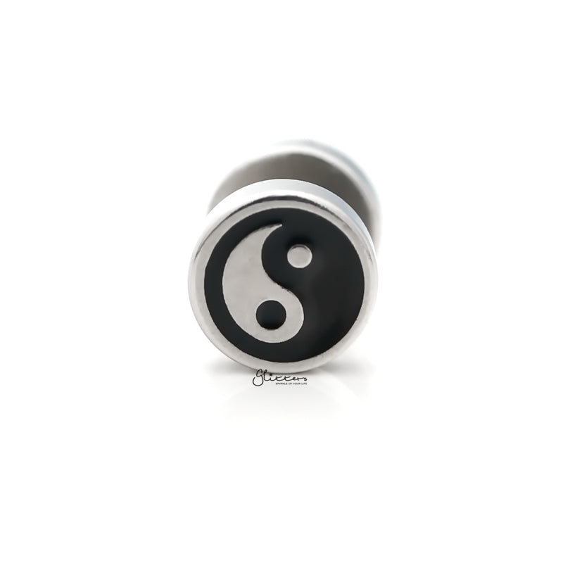 Yin Yang Fake Plug Earring - Silver-Body Piercing Jewellery, earrings, Fake Plug, Jewellery, Men's Earrings, Men's Jewellery, Stainless Steel-fp0163-s-1_800-Glitters