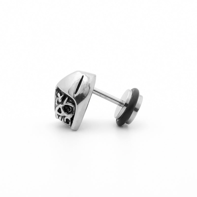 Stainless Steel Skull with Helmet Fake Plug Earring-Body Piercing Jewellery, earrings, Fake Plug, Jewellery, Men's Earrings, Men's Jewellery, Stainless Steel-fp0208-2_800-Glitters