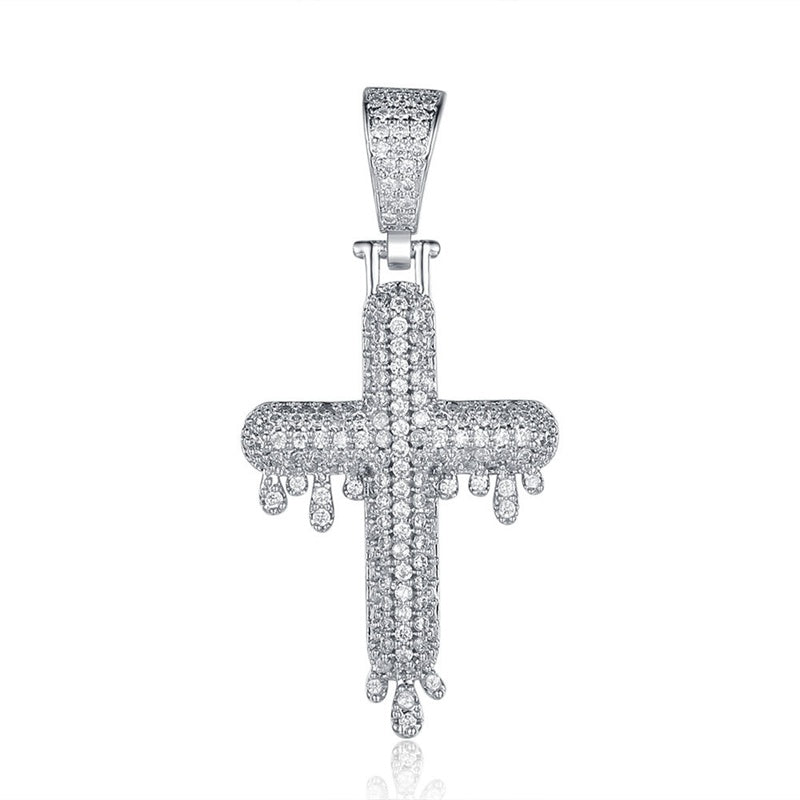 Diamond drip cross pendant sale