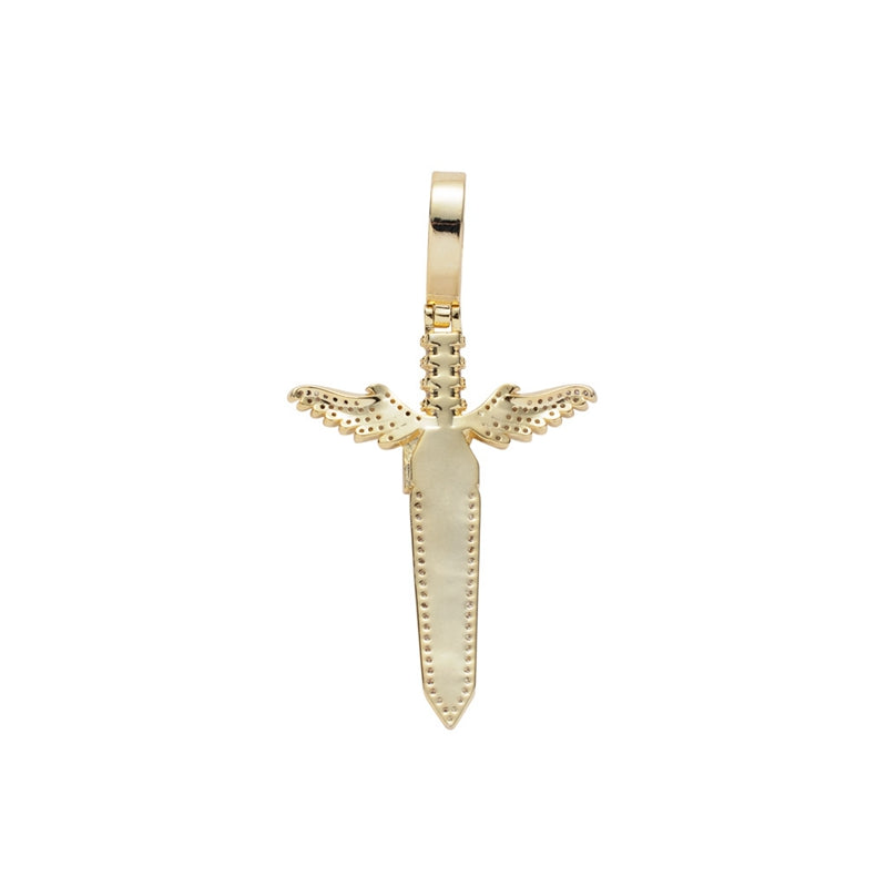 Iced Out Sword Pendant - Gold-Hip Hop, Hip Hop Pendant, Iced Out, Men's Necklace, Necklaces, Pendants-nk1070-g2-800-Glitters