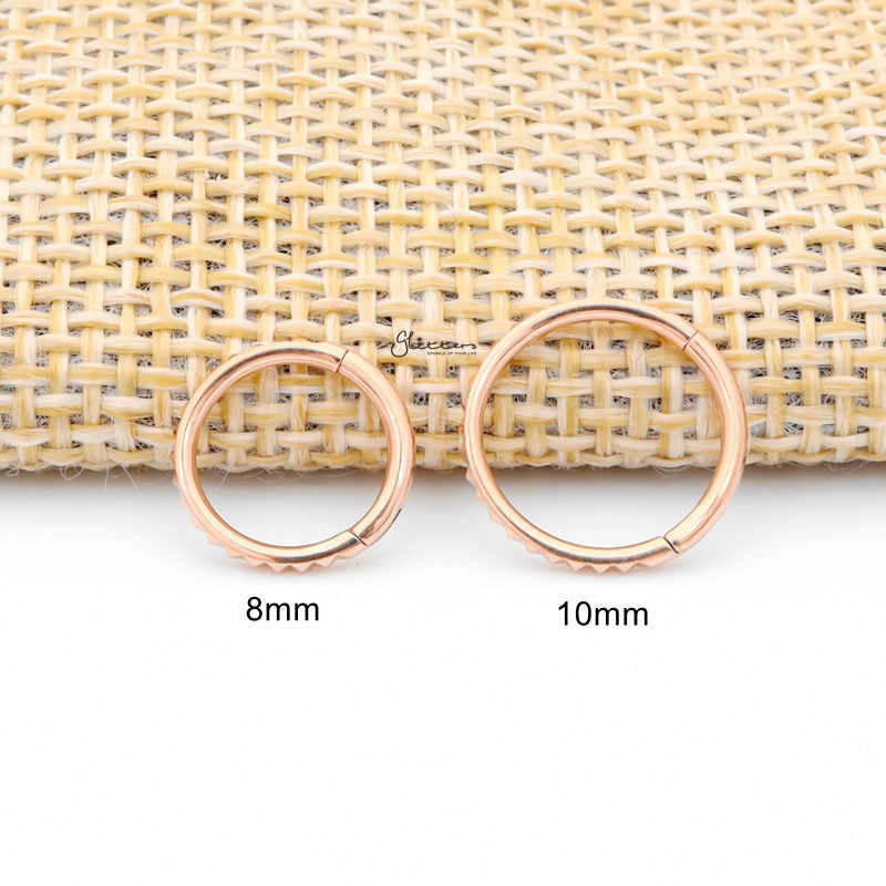 Pyramid Laser Cuts Line Titanium Hinged Segment Hoop Ring - Rose Gold-Body Piercing Jewellery, Cartilage, Daith, G23 Titanium, Septum Ring-ns0126-rg3_800-Glitters