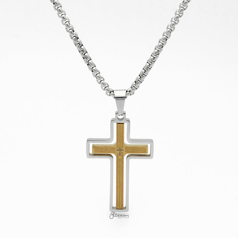 Newest Mens gold tone ,e plated stainless steel cross