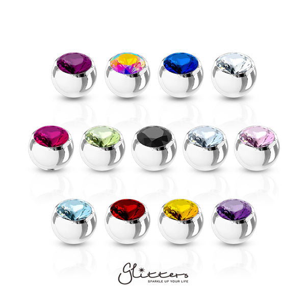 14GA 316L Surgical Stainless Steel Threaded Press Fit Gem 5mm Balls-Body Jewelry Parts, Body Piercing Jewellery, Cubic Zirconia-sp04-1-Glitters