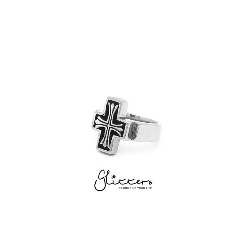 Stainless Steel Cross Cast Ring-Jewellery, Men's Jewellery, Men's Rings, Out of stock, Rings, Stainless Steel, Stainless Steel Rings-sr0137_2-Glitters