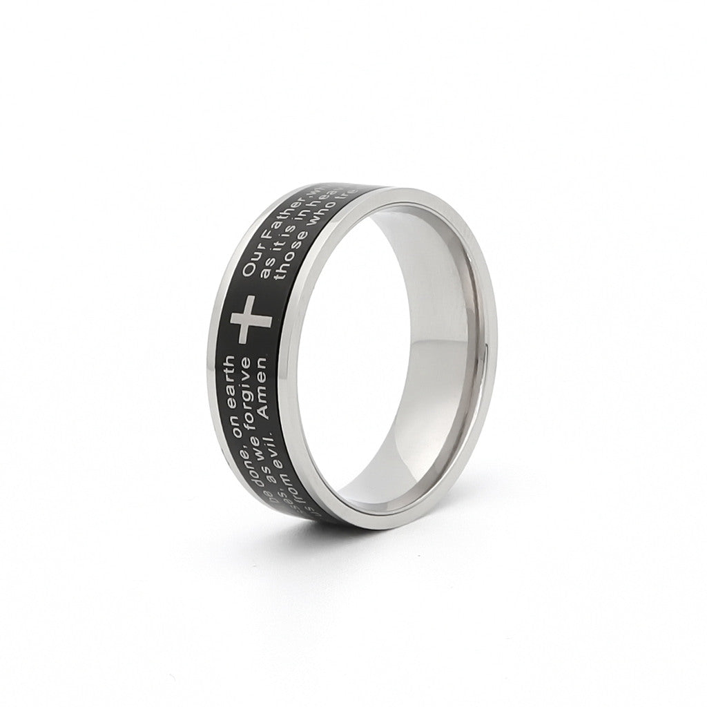 Mens wedding band hot sale with lord's prayer