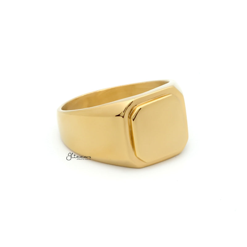 Stainless Steel Square Flat Top Signet Ring - Gold-Jewellery, Men's Jewellery, Men's Rings, Rings, Stainless Steel, Stainless Steel Rings-sr0305-3_1-Glitters