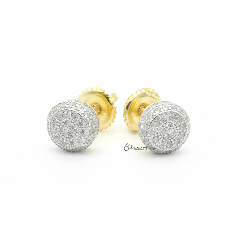 Sterling Silver C.Z Paved Demo Stud Earrings-Cubic Zirconia, earrings, Hip Hop Earrings, Iced Out, Jewellery, Men's Earrings, Men's Jewellery, Stud Earrings, Women's Earrings, Women's Jewellery-sse0407-1_1-Glitters