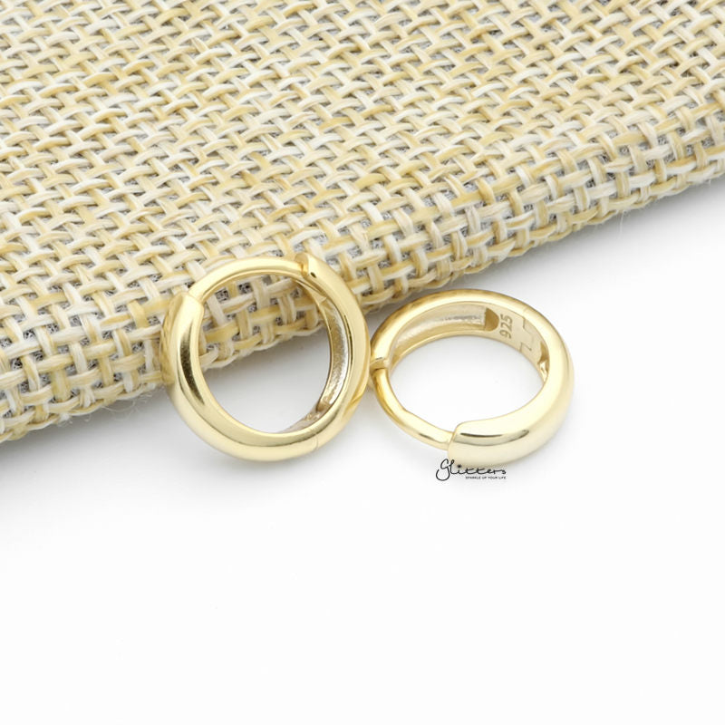 Sterling Silver 3mm One-Touch Huggie Hoop Earrings - Gold-earrings, Hoop Earrings, Jewellery, Men's Earrings, Men's Jewellery, Women's Earrings, Women's Jewellery-sse0421-g2_1-Glitters