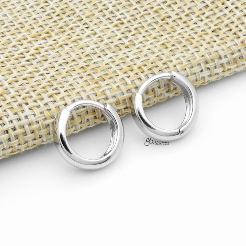 Sterling Silver 3mm One-Touch Huggie Hoop Earrings - Silver-earrings, Hoop Earrings, Jewellery, Men's Earrings, Men's Jewellery, Women's Earrings, Women's Jewellery-sse0421-s1_1-Glitters