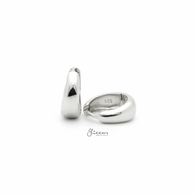 Plain Tapered Huggie Hoop Earrings - Silver-earrings, Hoop Earrings, Jewellery, Women's Earrings, Women's Jewellery-sse0427s2_800-Glitters