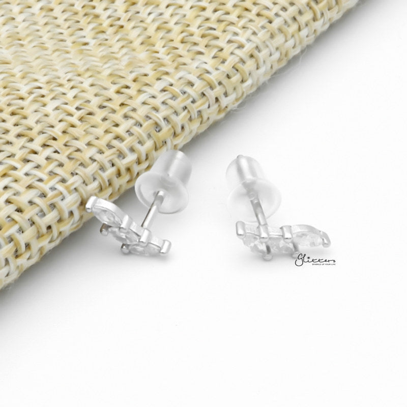 Triple Marquise CZ Stud Earrings - Silver-Cubic Zirconia, earrings, Jewellery, Stud Earrings, Women's Earrings, Women's Jewellery-sse0434-s3_1-Glitters