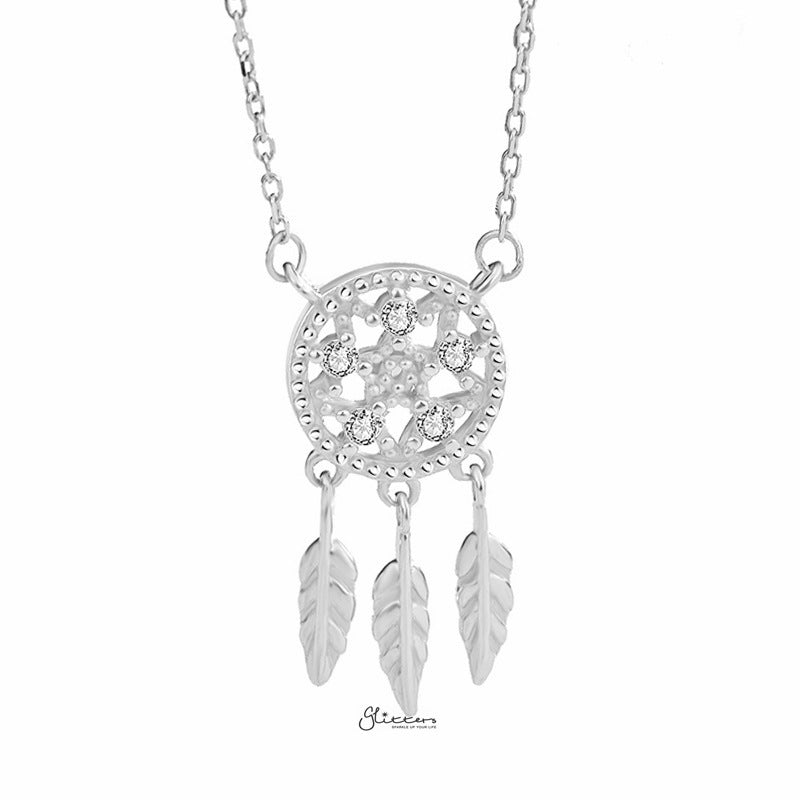 Sterling Silver Dream Catcher Necklace Silver Necklace Glitters