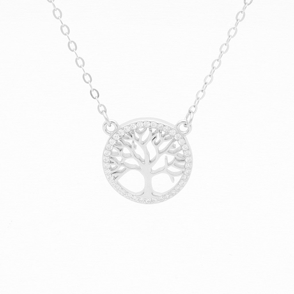 Sterling Silver Tree of Life Necklace-Cubic Zirconia, Jewellery, Necklaces, New, Sterling Silver Necklaces, Women's Jewellery, Women's Necklace-ssp0175-S2_1000-Glitters