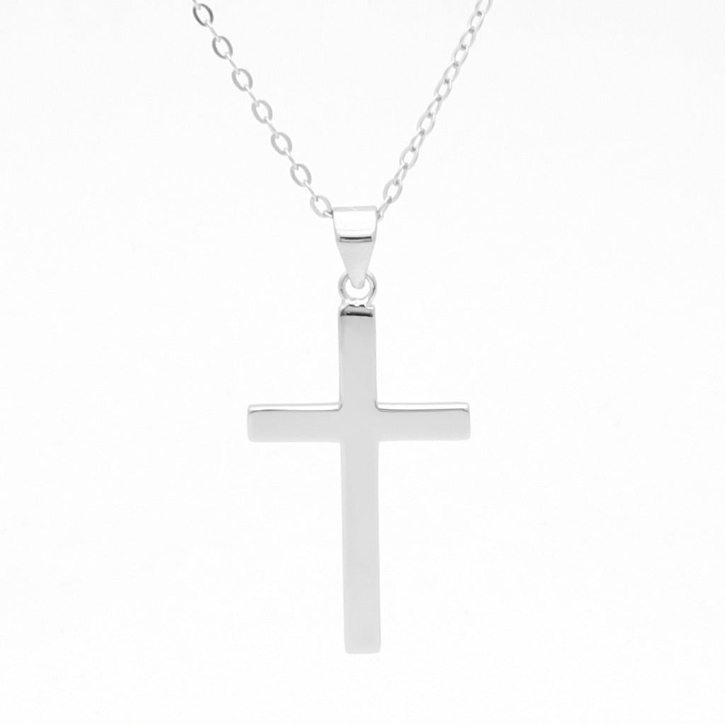 Sterling Silver Cross Necklace-Jewellery, Necklaces, New, Sterling Silver Necklaces, Women's Jewellery, Women's Necklace-ssp0192-1_1-Glitters