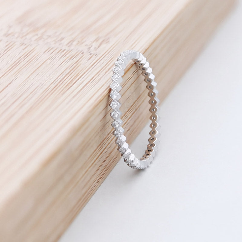CZ Paved Stackable Sterling Silver Eternity Ring-Cubic Zirconia, Jewellery, Rings, Sterling Silver Rings, Women's Jewellery, Women's Rings-ssr0050-2-800-Glitters