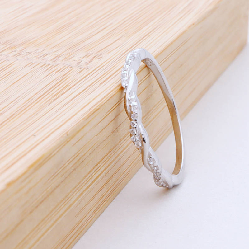 Sterling Silver CZ Twisted Eternity Ring-Cubic Zirconia, Jewellery, Rings, Sterling Silver Rings, Women's Jewellery, Women's Rings-ssr0051-2_800-Glitters