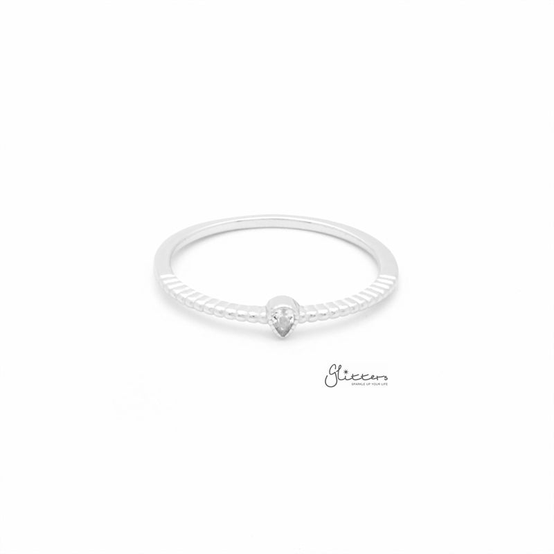 Sterling Silver Tear Drop CZ Ring | Rings | Glitters NZ