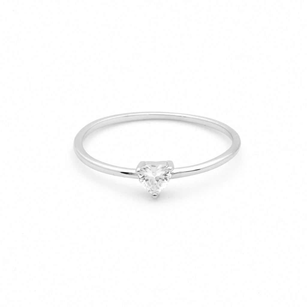 Heart Shaped CZ Sterling Silver Engagement Ring Glitters