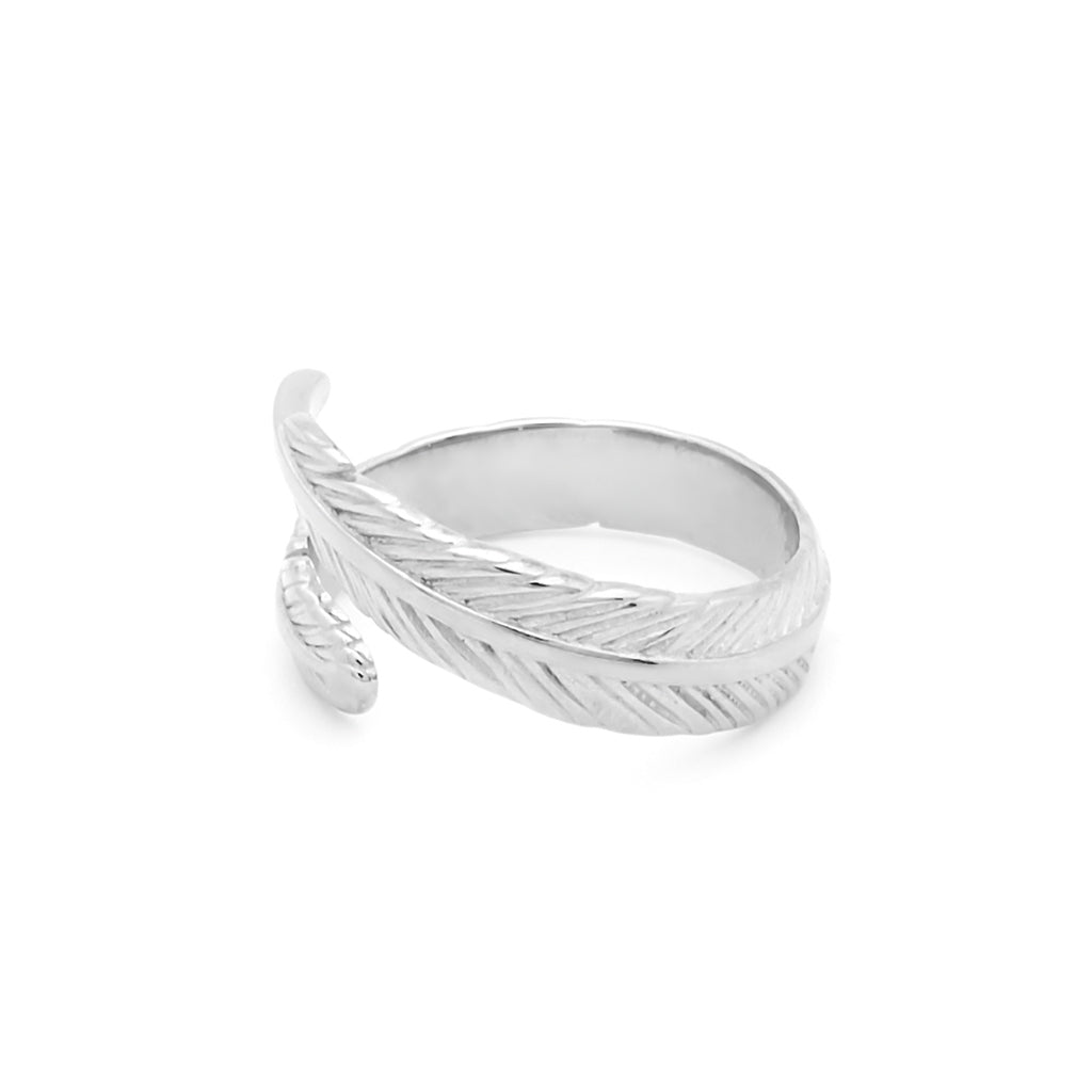 Adjustable plume hot sale ring silver