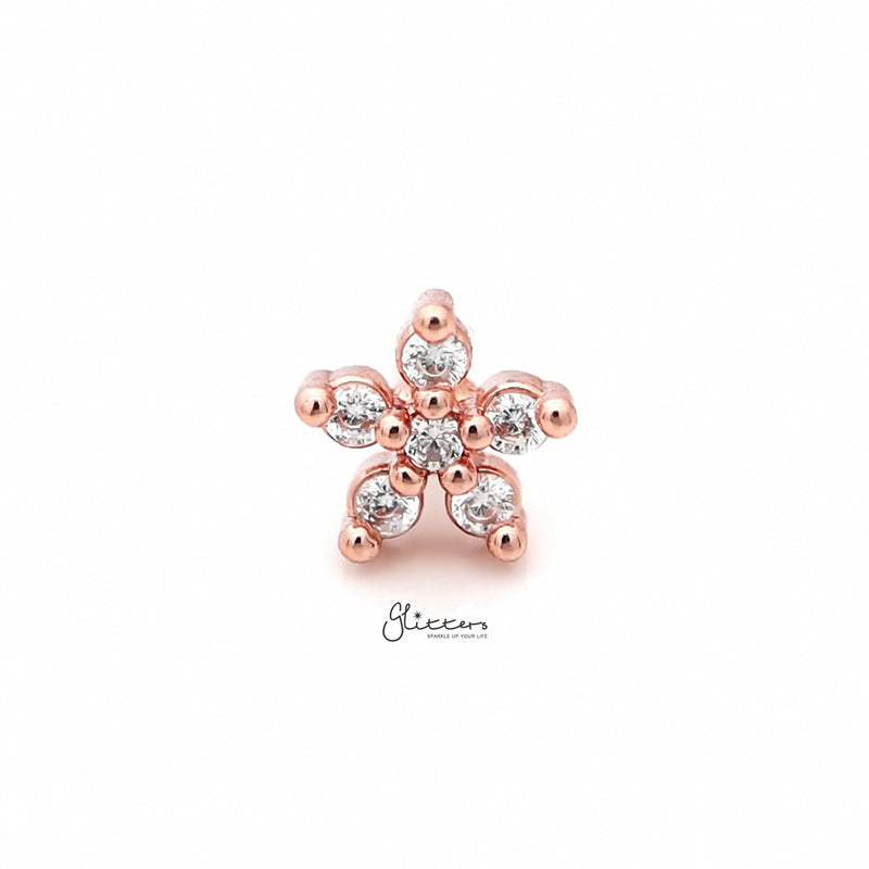 CZ Flower Cartilage Tragus Piercing Earring-Rose Gold Glitters