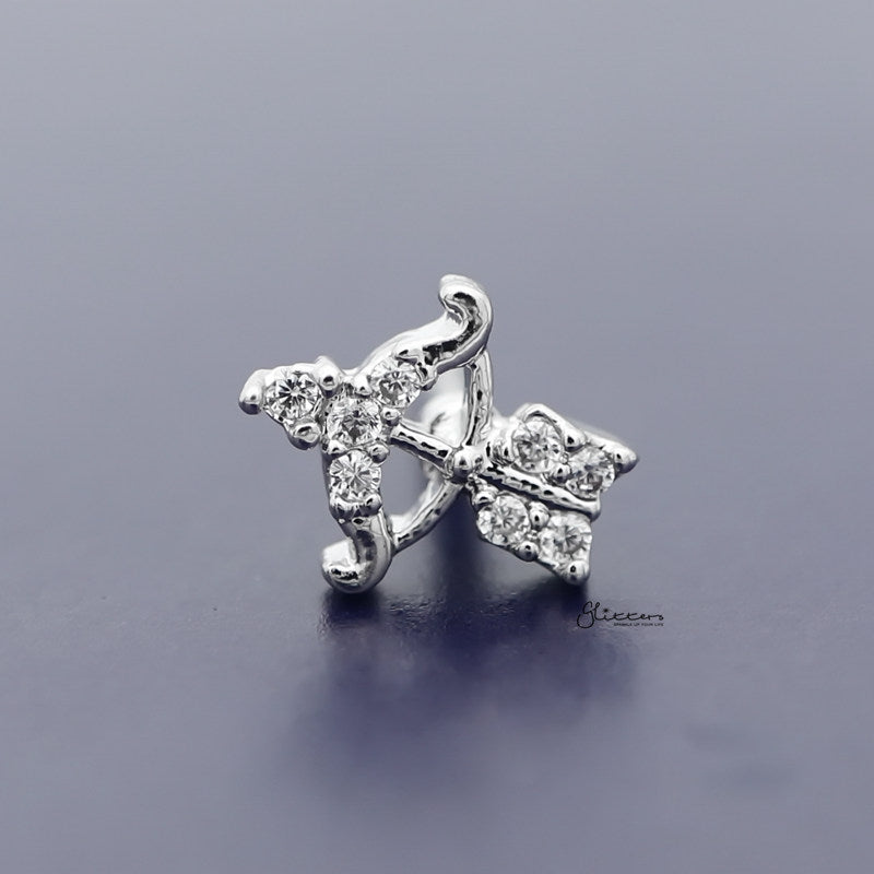 C.Z Bow & Arrow Tragus Cartilage Earring - Ball End | Flat Back-Body Piercing Jewellery, Cartilage, Cubic Zirconia, earrings, Flat back, Jewellery, Tragus, Women's Earrings, Women's Jewellery-tg0082_800-Glitters
