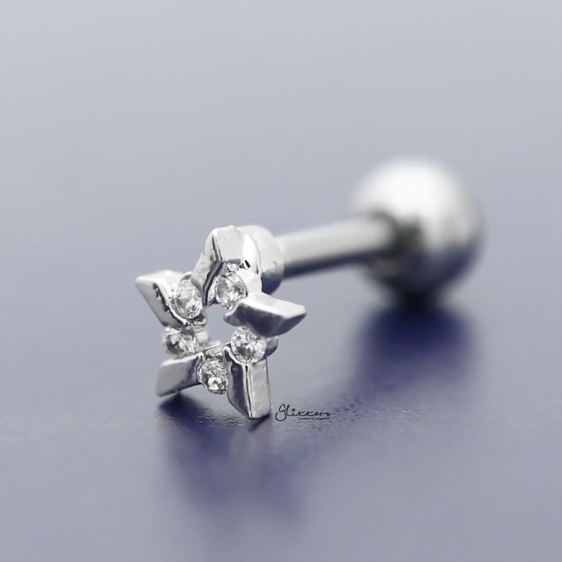 C.Z Hollow Star Tragus Cartilage Earring Stud-Body Piercing Jewellery, Cartilage, Cubic Zirconia, earrings, Jewellery, Tragus, Women's Earrings, Women's Jewellery-tg0086-2_800-Glitters