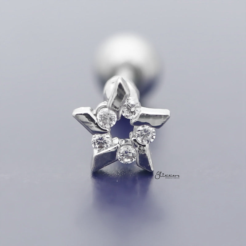 C.Z Hollow Star Tragus Cartilage Earring Stud-Body Piercing Jewellery, Cartilage, Cubic Zirconia, earrings, Jewellery, Tragus, Women's Earrings, Women's Jewellery-tg0086_800-Glitters