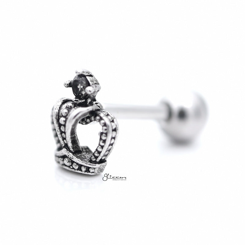 Crown with C.Z Tragus Cartilage Earring Stud-Body Piercing Jewellery, Cartilage, Cubic Zirconia, earrings, Jewellery, Tragus, Women's Earrings, Women's Jewellery-tg0101-2_800-Glitters
