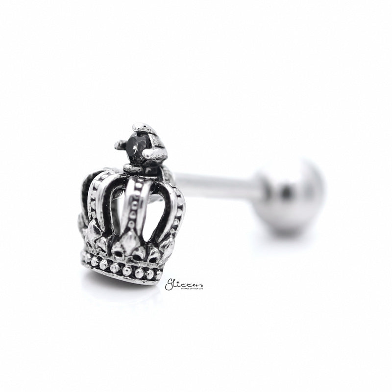 3D Crown with C.Z Tragus Cartilage Earring Stud-Body Piercing Jewellery, Cartilage, Cubic Zirconia, earrings, Jewellery, Tragus, Women's Earrings, Women's Jewellery-tg0102-2_800-Glitters