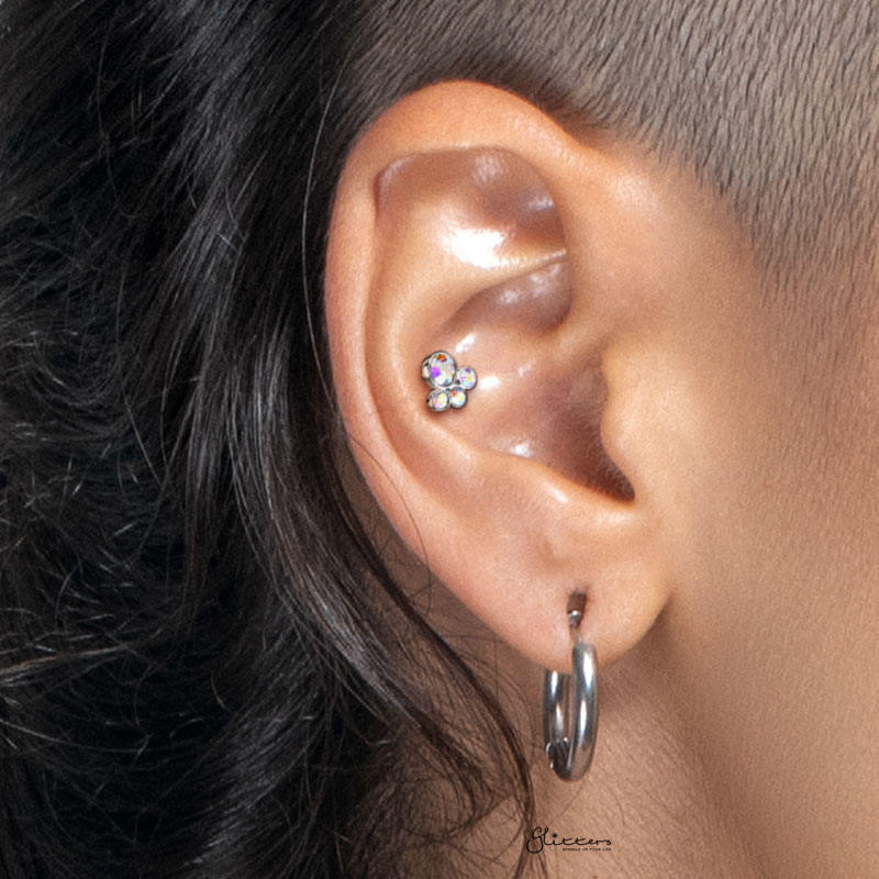 4 Round Gem Set Top Tragus Cartilage Barbell Stud - Rose Gold-Body Piercing Jewellery, Cartilage, Crystal, Jewellery, Tragus, Women's Earrings, Women's Jewellery-tg0129-m_177d89da-309b-486b-a022-0709cc4180b7-Glitters