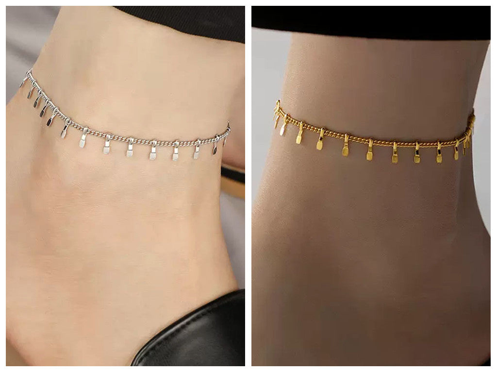 Stainless Steel Mini Paddle Charm Anklet-Anklet-3-Glitters