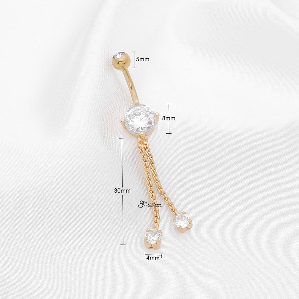 Rope Chain Dangle Belly Button Navel Ring - Silver | Glitters