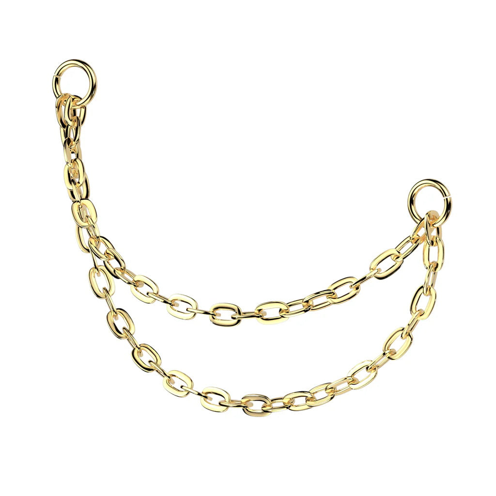 316L Surgical Steel Piercing Double Chain Connector-Ear Chains-2-Glitters