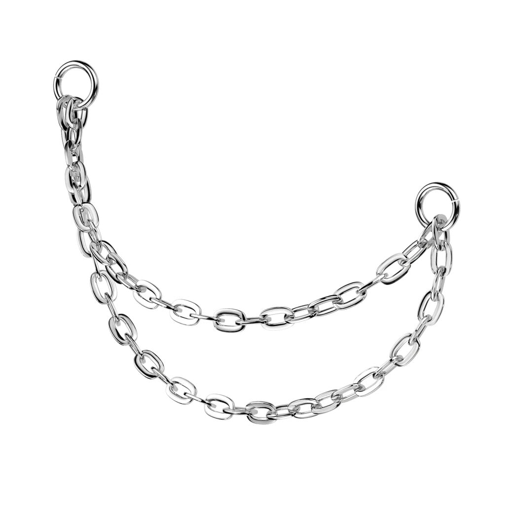 316L Surgical Steel Piercing Double Chain Connector-Ear Chains-1-Glitters