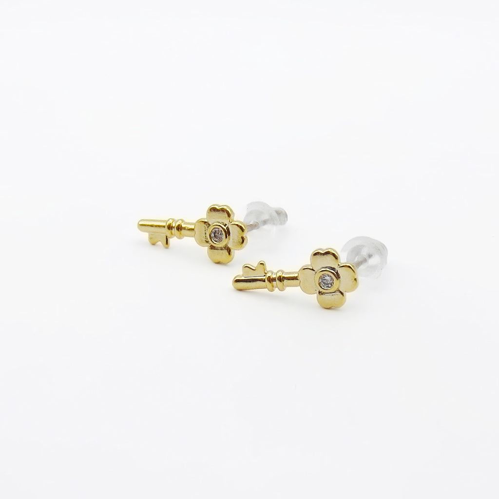 CZ Key Stud Earrings