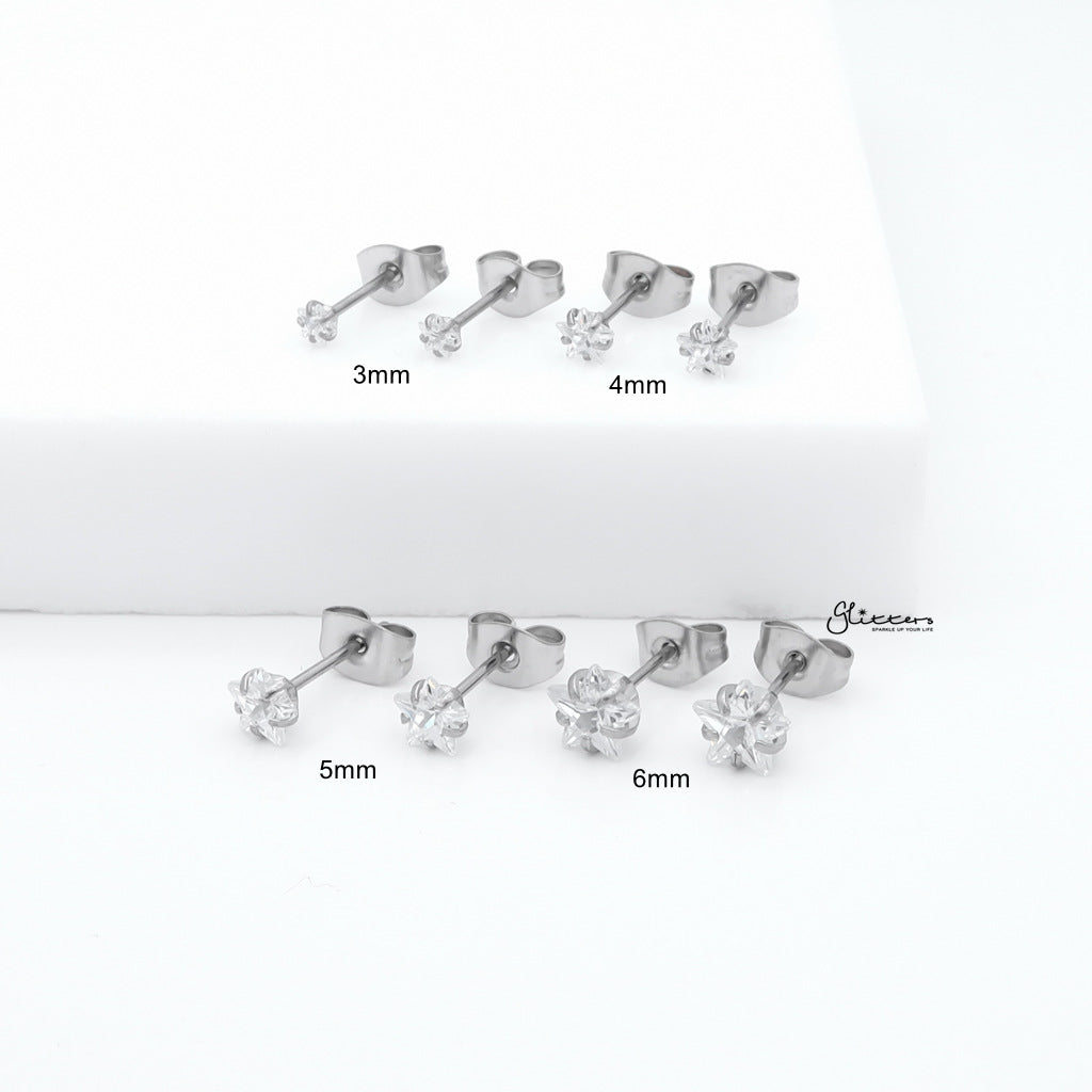 Star CZ Stainless Steel Stud Earrings-Stud Earrings-3-Glitters