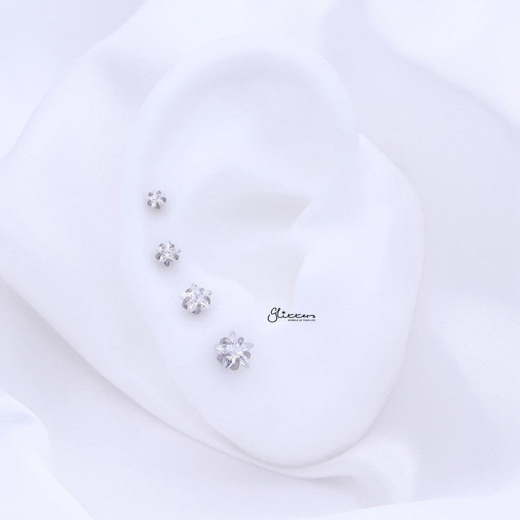 Star CZ Stainless Steel Stud Earrings-Stud Earrings-2-Glitters