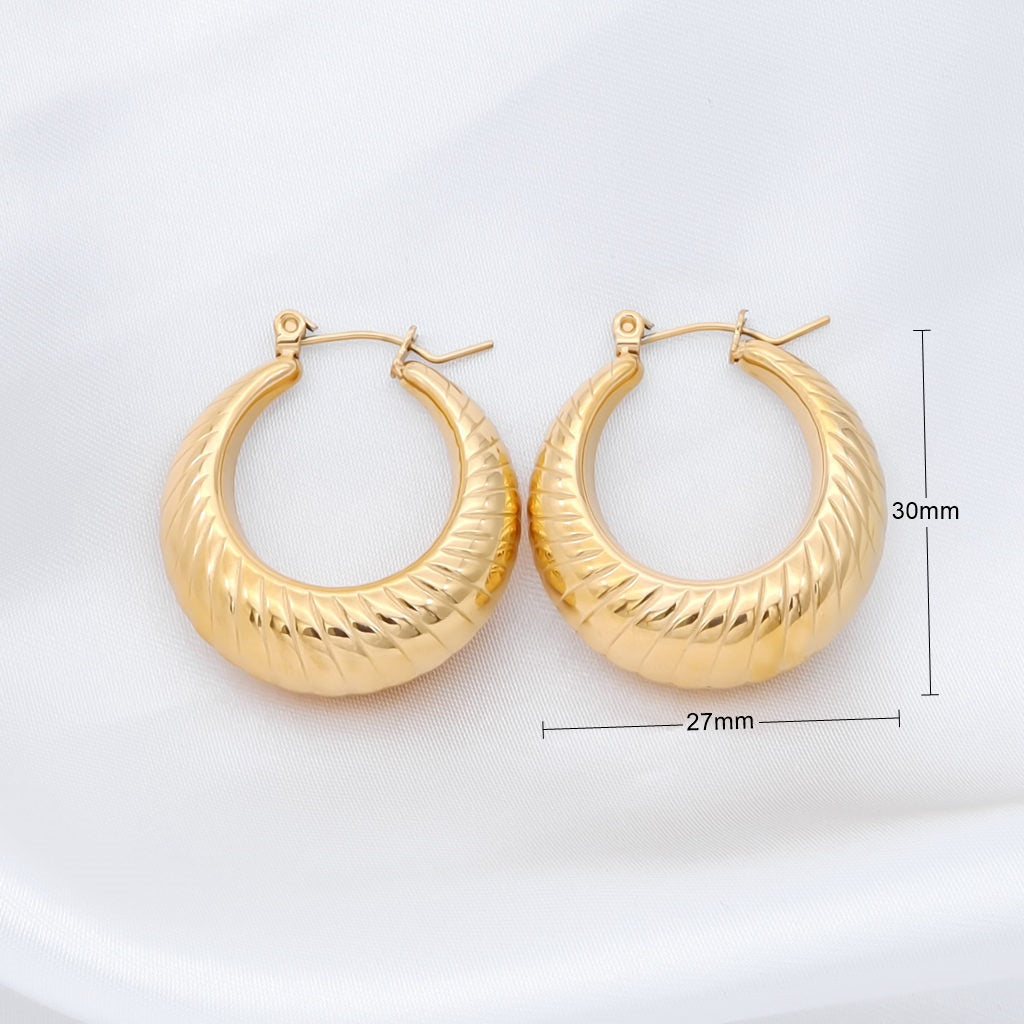 Stainless Steel Twisted Pattern Earrings - Gold-Earrings-3-Glitters