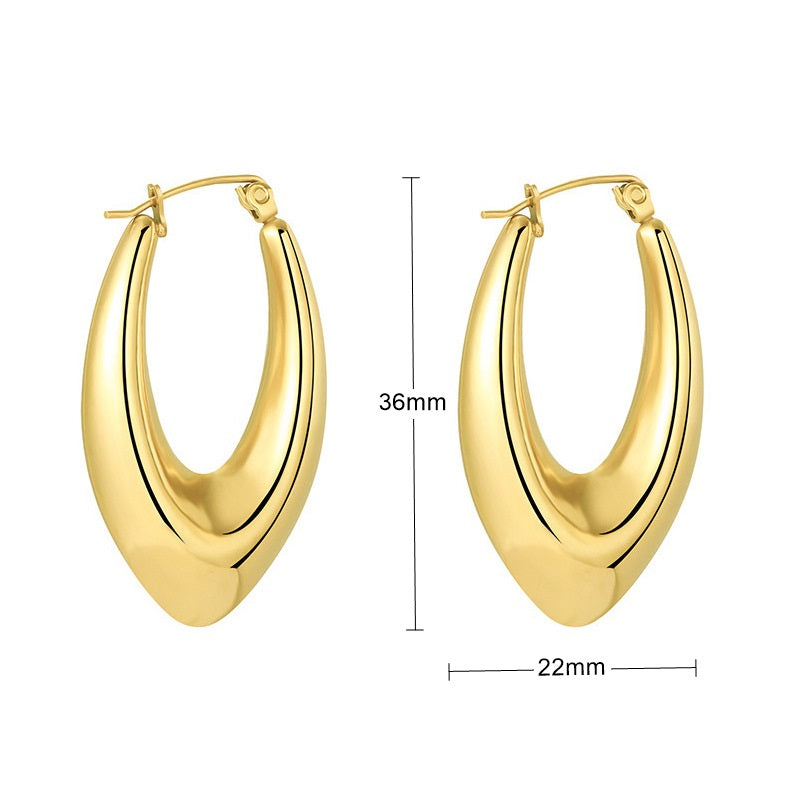 Stainless Steel Chunky Oval Earrings - Silver-Earrings-3-Glitters