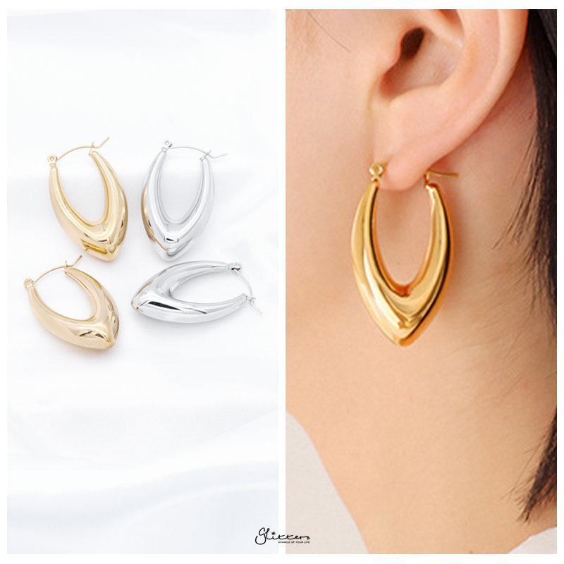 Stainless Steel Chunky Oval Earrings - Gold-Earrings-3-Glitters