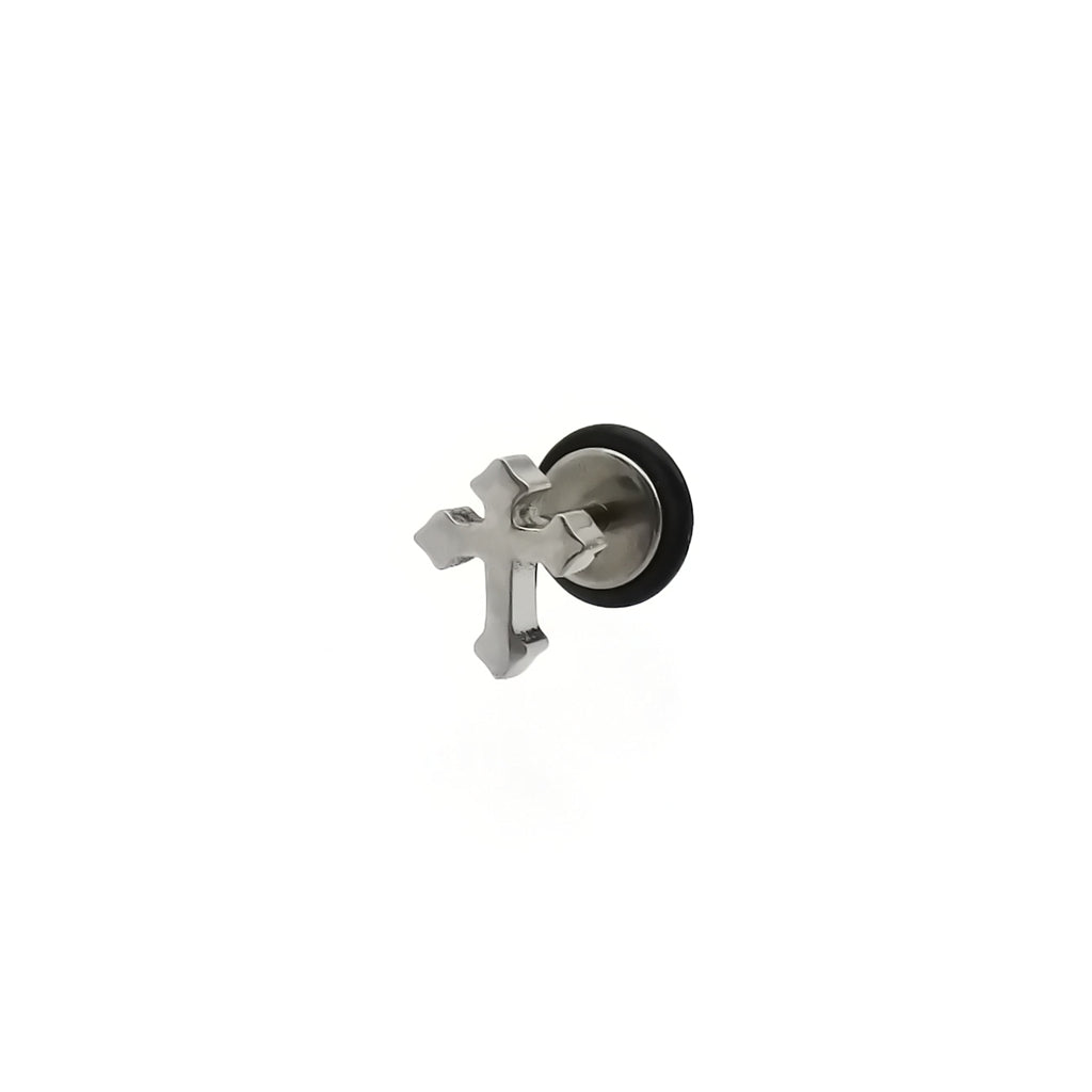 Stainless Steel Cross Fake Plug Earring